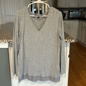 White House black market WHBM top tunic trim, gray details, medium
